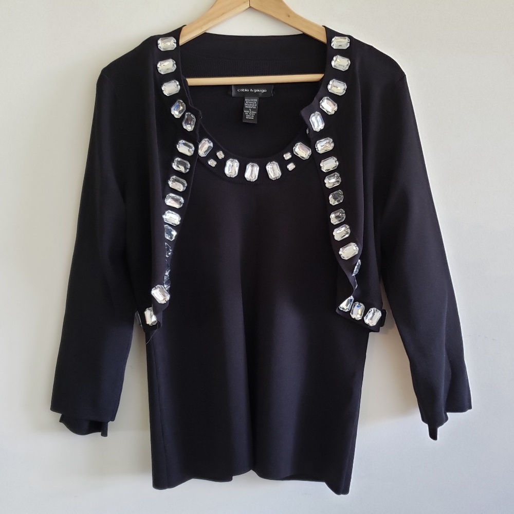 Cable & Gauge Rhinestone Top & Bolero Set Size L